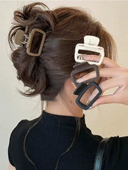 AuraGlow Square Hair Claw Clips Set Lightweight Durable Plastic For Everyday Styling And Makeup