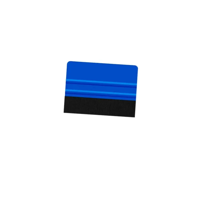 Blue felt-edge squeegee with black felt bottom for window tinting and vinyl wrap