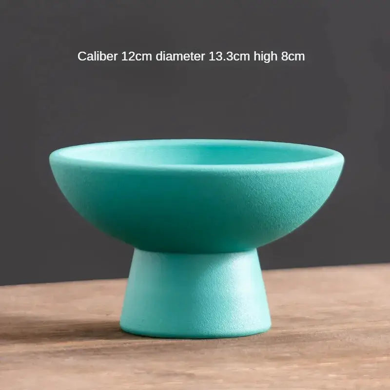 Chinese Style High Footed Ceramic Fruit Tray For Living Room Decor