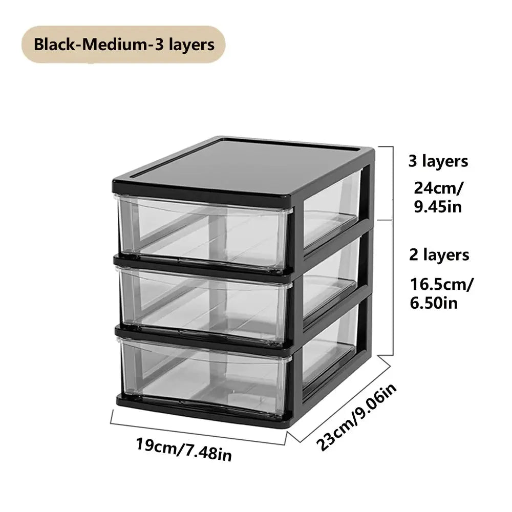 Clear Desktop Storage Box With Drawer Heightened Table Organizer Plastic Office Cabinet For Stationery Cosmetics