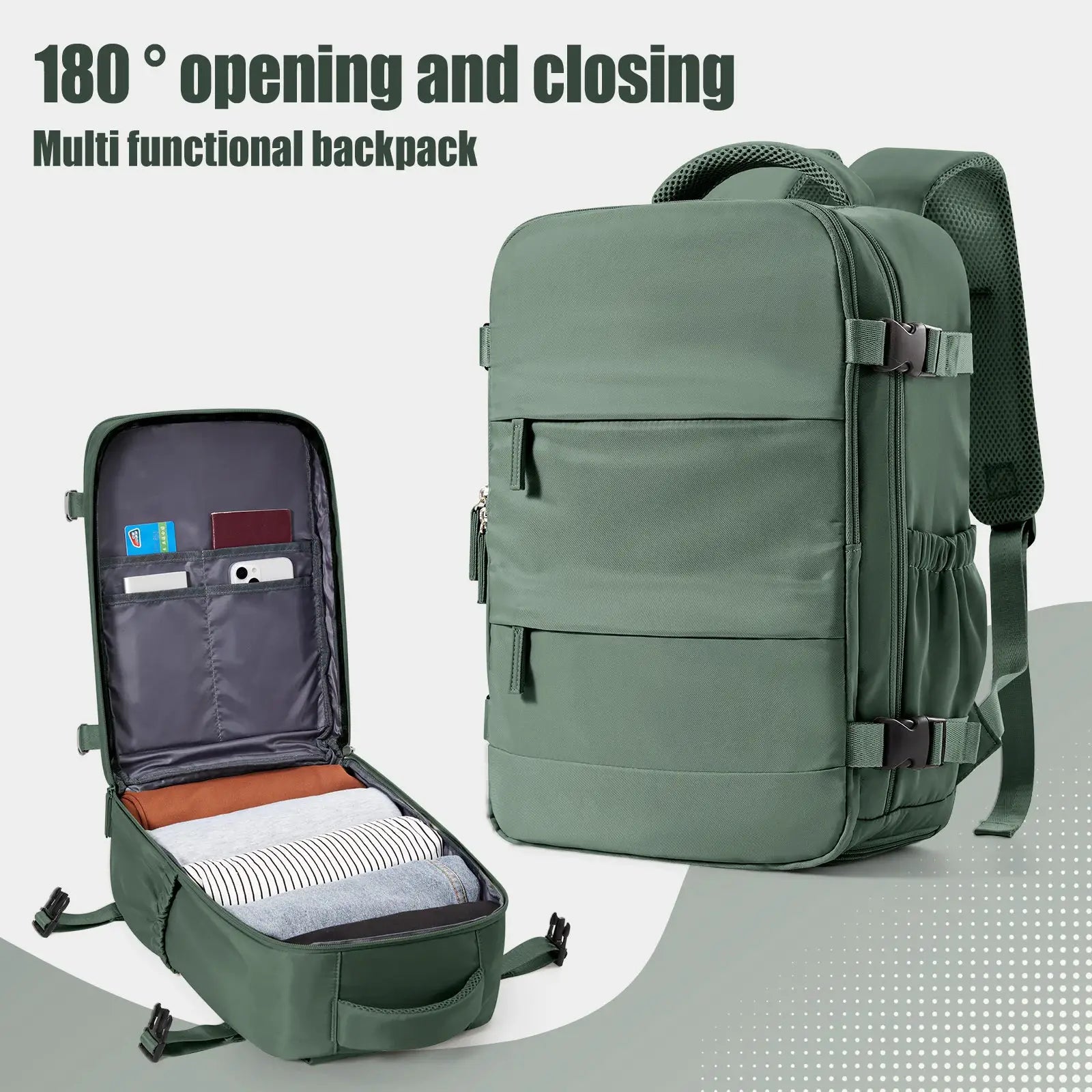 Ryanair Cabin Backpack 40x20x25 Travel Laptop Backpack for Men and Women with 180 Degree Opening