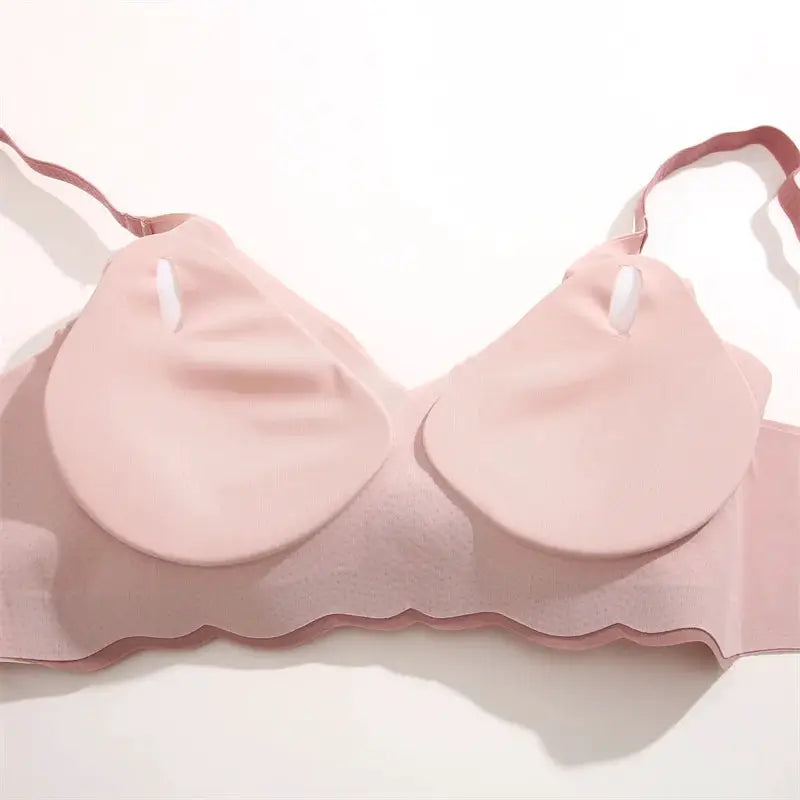 Women seamless bralette in pink ice-silk with adjustable straps and underwire, Simples Market