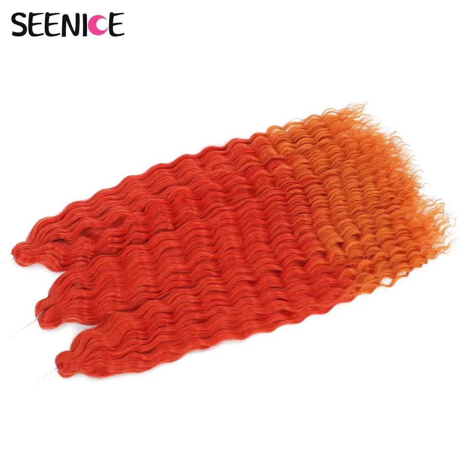 Ariel Curl Crochet Hair extensions, water-wave twists, ombre orange–blonde, Seenice synthetic braiding hair