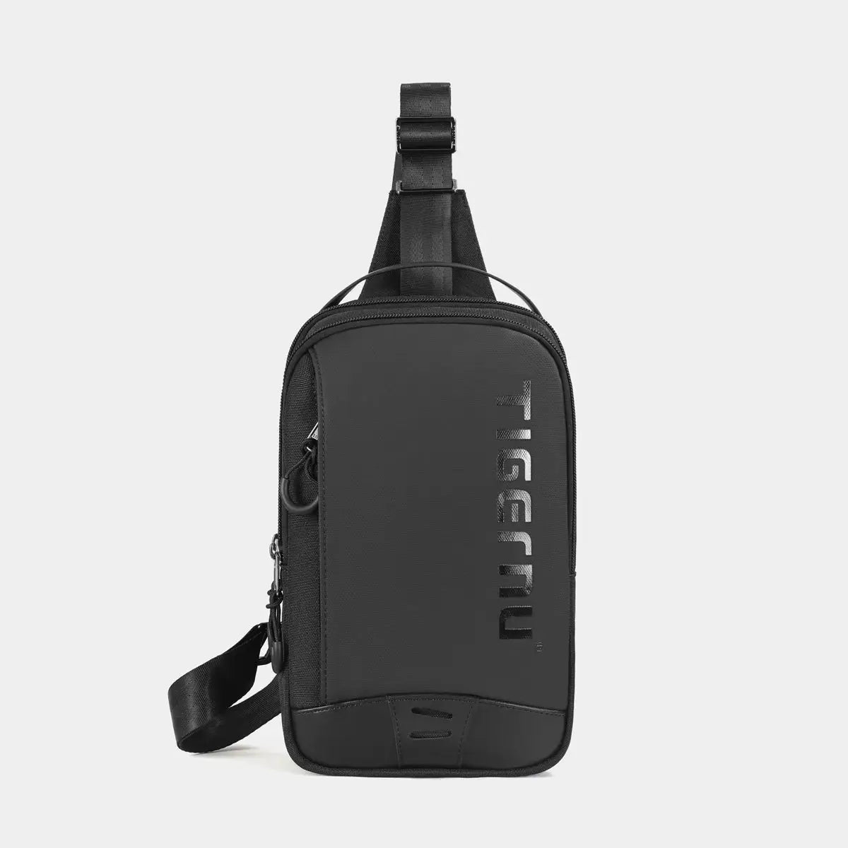 Tigernu chest bag for men, black crossbody bag for 9.7-inch tablet with vertical logo