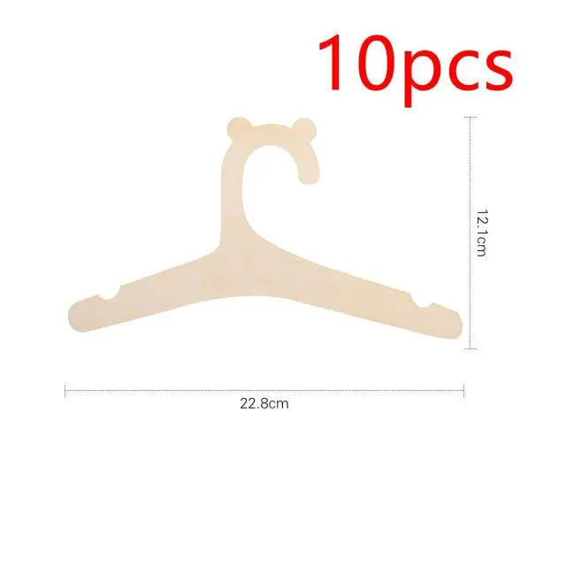 Wooden bear-shaped baby clothes hangers, beige, 10pcs set by Simples Market