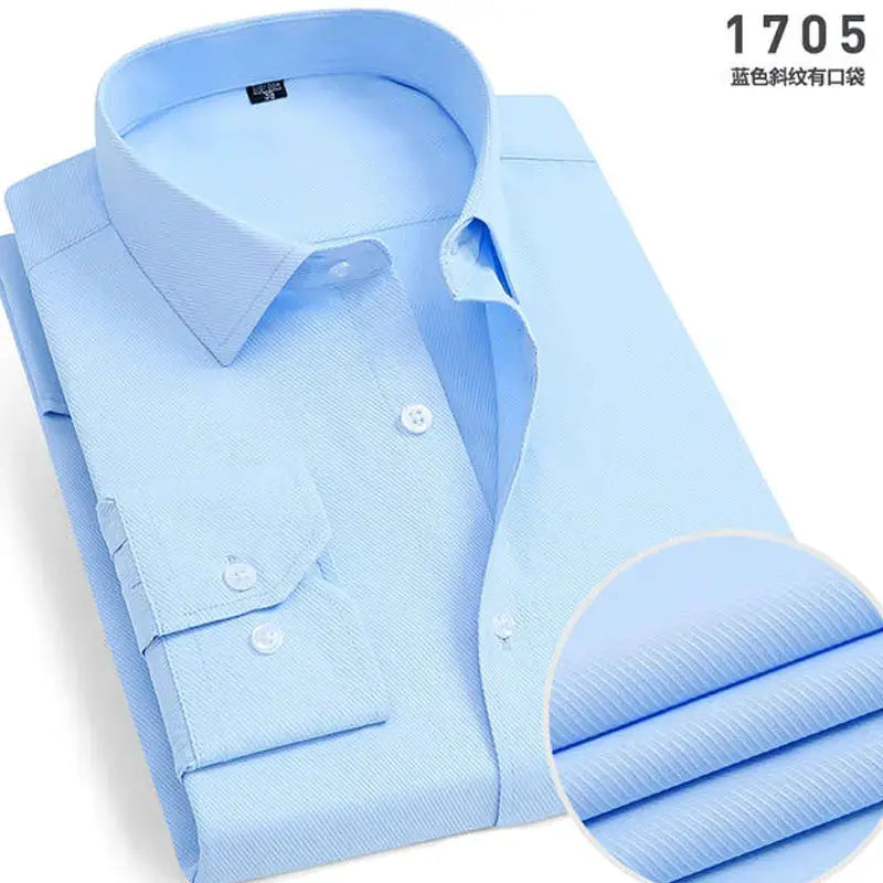 Men's long-sleeve light blue solid collared shirt by Simples Market