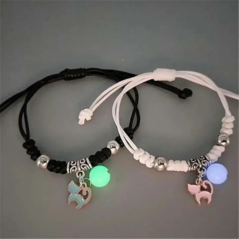 Two Piece Luminous Beads Star Couple Bracelets For Women And Men With Interchangeable Charms Matching Jewelry