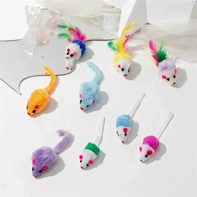 Rattle Cat Mouse Toys Set With Catnip Pre Filled Faux Fur Interactive Cat Toys For Cats 3 To 200 Pack