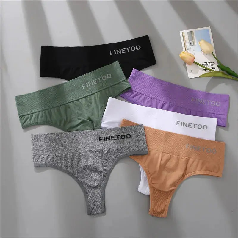 FINETOO 6-pack thong panties for women in assorted colors