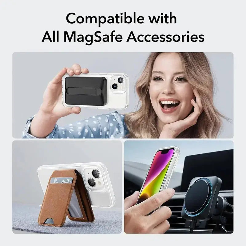 Simples Market transparent MagSafe iPhone case with clear back and built-in card holder; wireless charging compatible