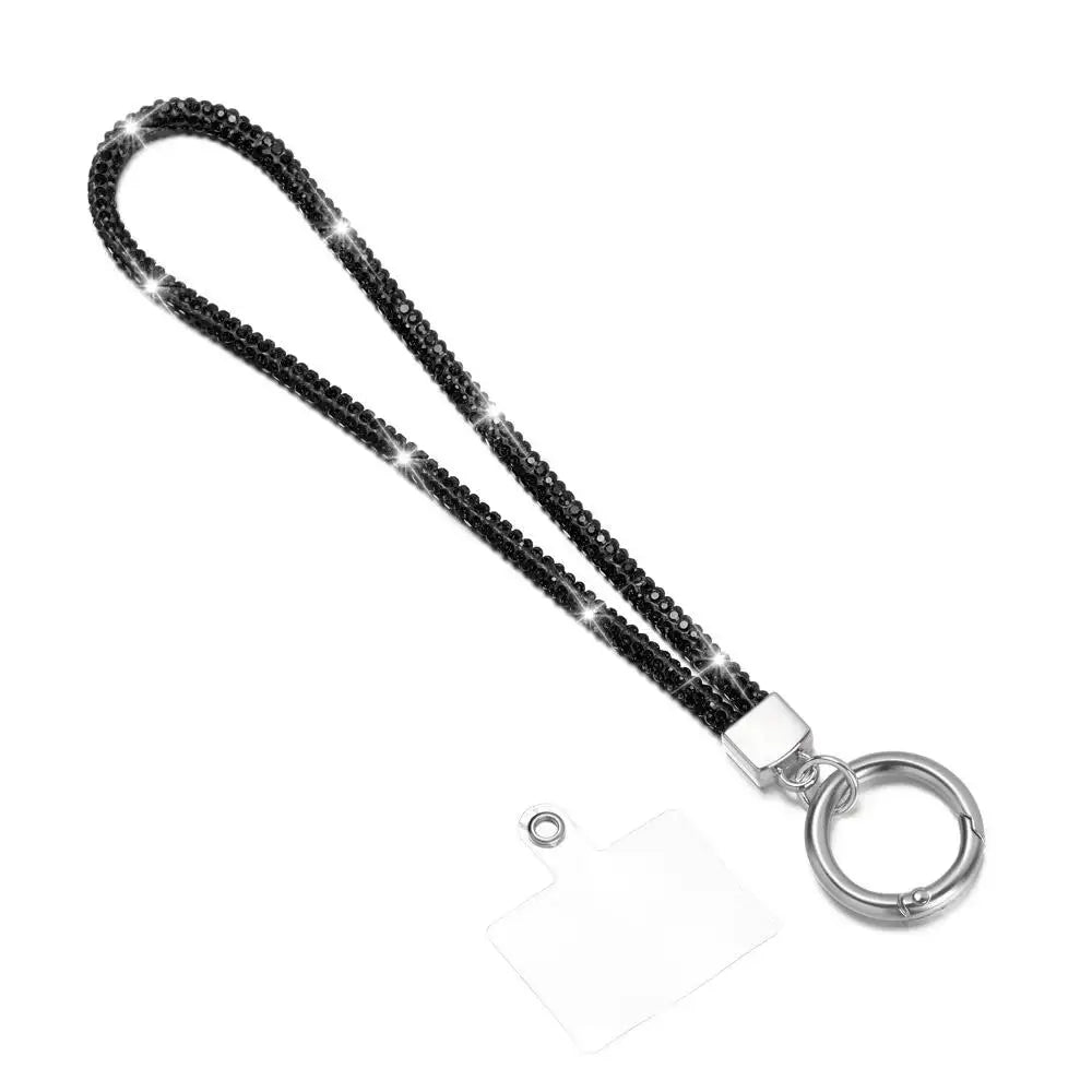 Glitter Rhinestone Phone Lanyard Crystal Wrist Strap Anti Lost Keychain Hanging Accessory For Secure Phone