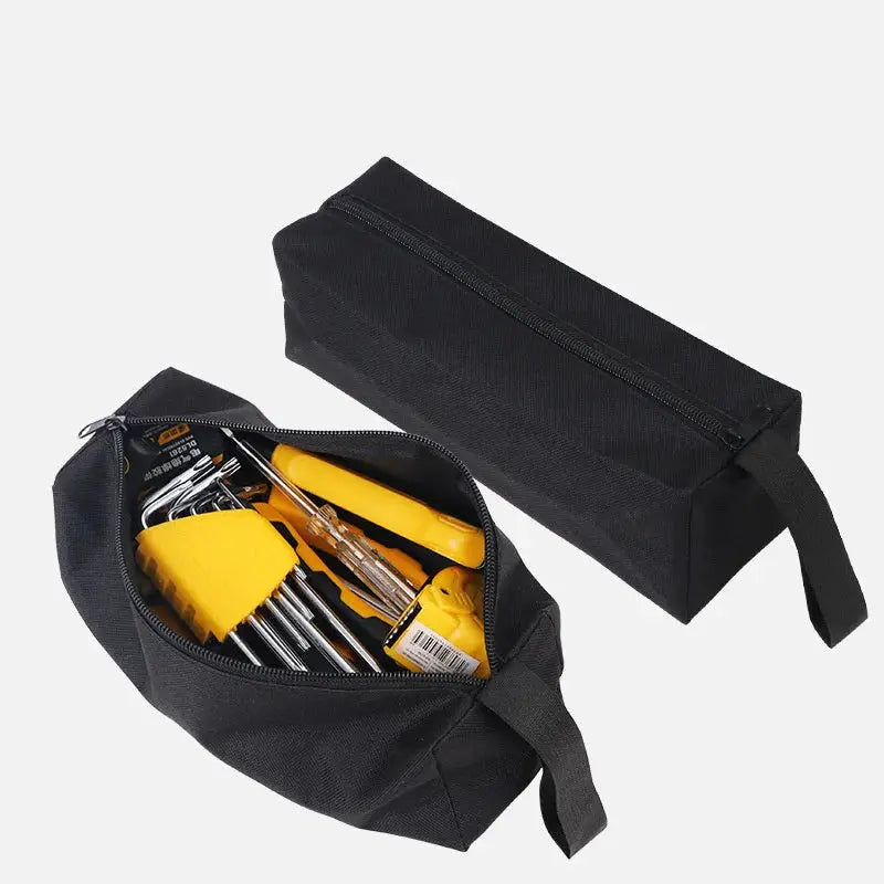 2-piece small Oxford cloth hand-held tool bag set, black with yellow tools inside