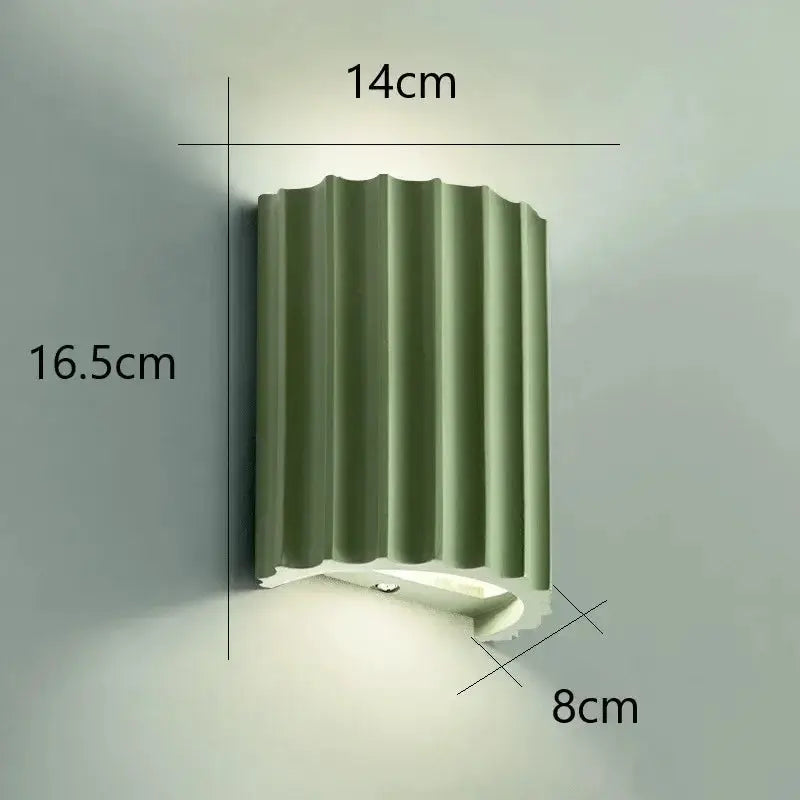 Nordic resin wall lamp by Simples Market, green ribbed indoor wall light