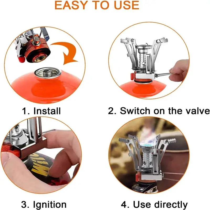 Pandatour portable all-in-one camping stove by Simples Market with converter, compact outdoor cooking gear