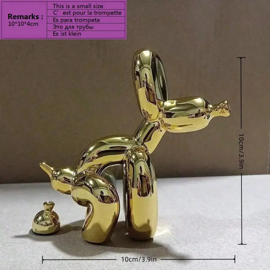 Modern Art Squat Balloon Dog Statue Resin Figurine For Living Room Farmhouse Decor Interior Accent