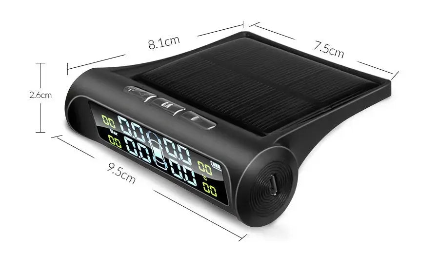 E-ACE solar-powered TPMS tire pressure monitor with digital display, Simples Market