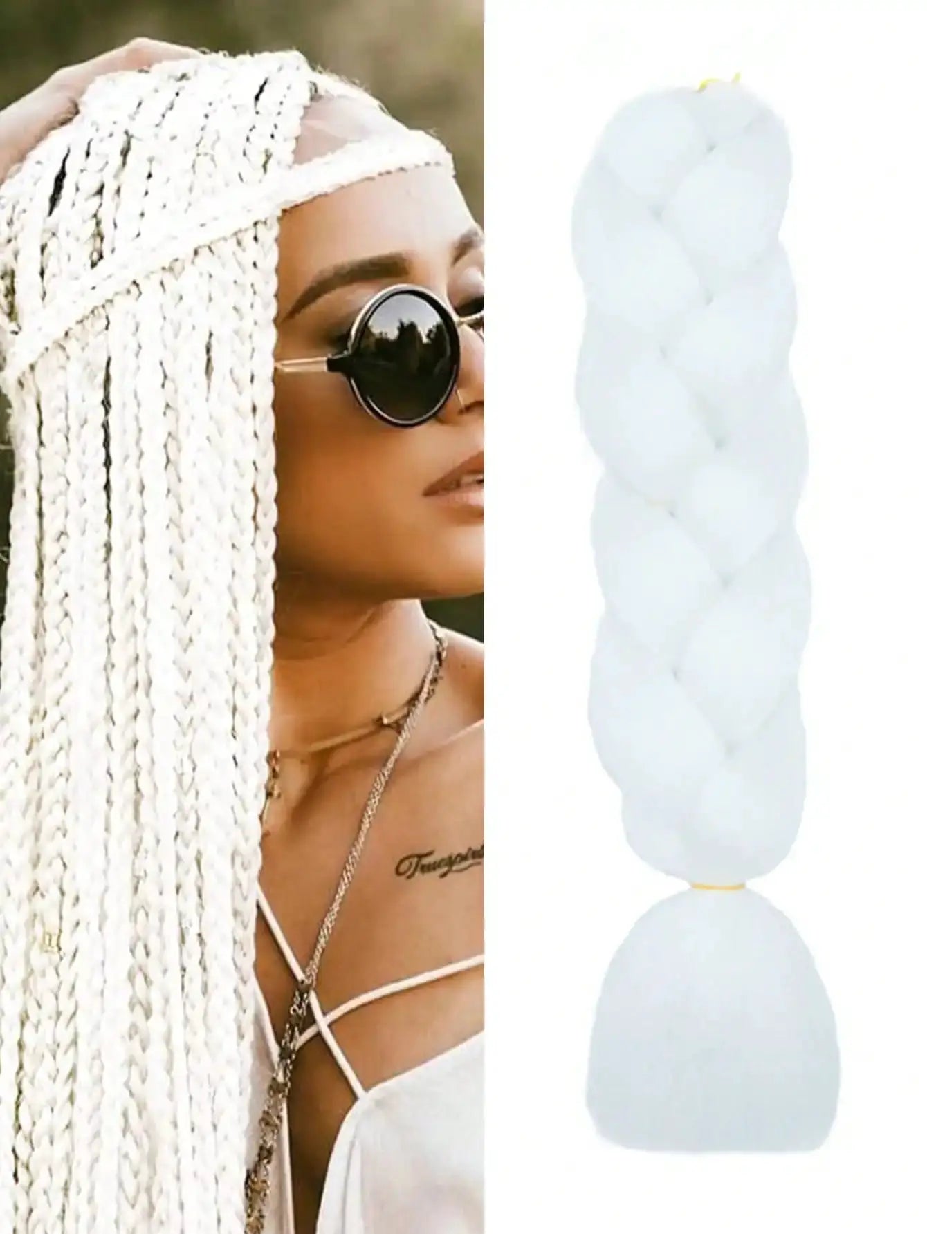 Simples Market 24-inch DIY jumbo braiding hair, white Afro Ombre synthetic crochet braid extensions