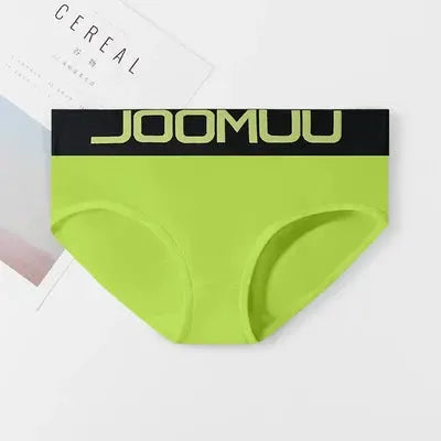 JOOMOO neon lime green women's boyshorts underwear with black logo waistband