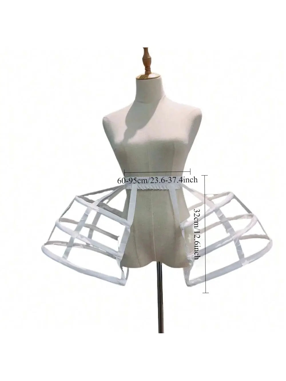 AuroraGown Girls 3 Hoops Crinoline Cage Bustle Petticoat Adjustable Pannier For Dramatic Dress Volume