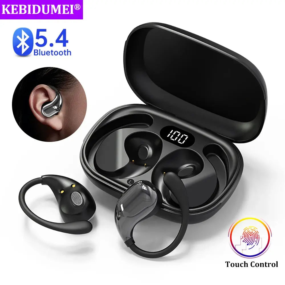 NovaTech Bluetooth 5.4 Ear Hook TWS Wireless Earphones HiFi Stereo Waterproof With LED Display And Long Standby