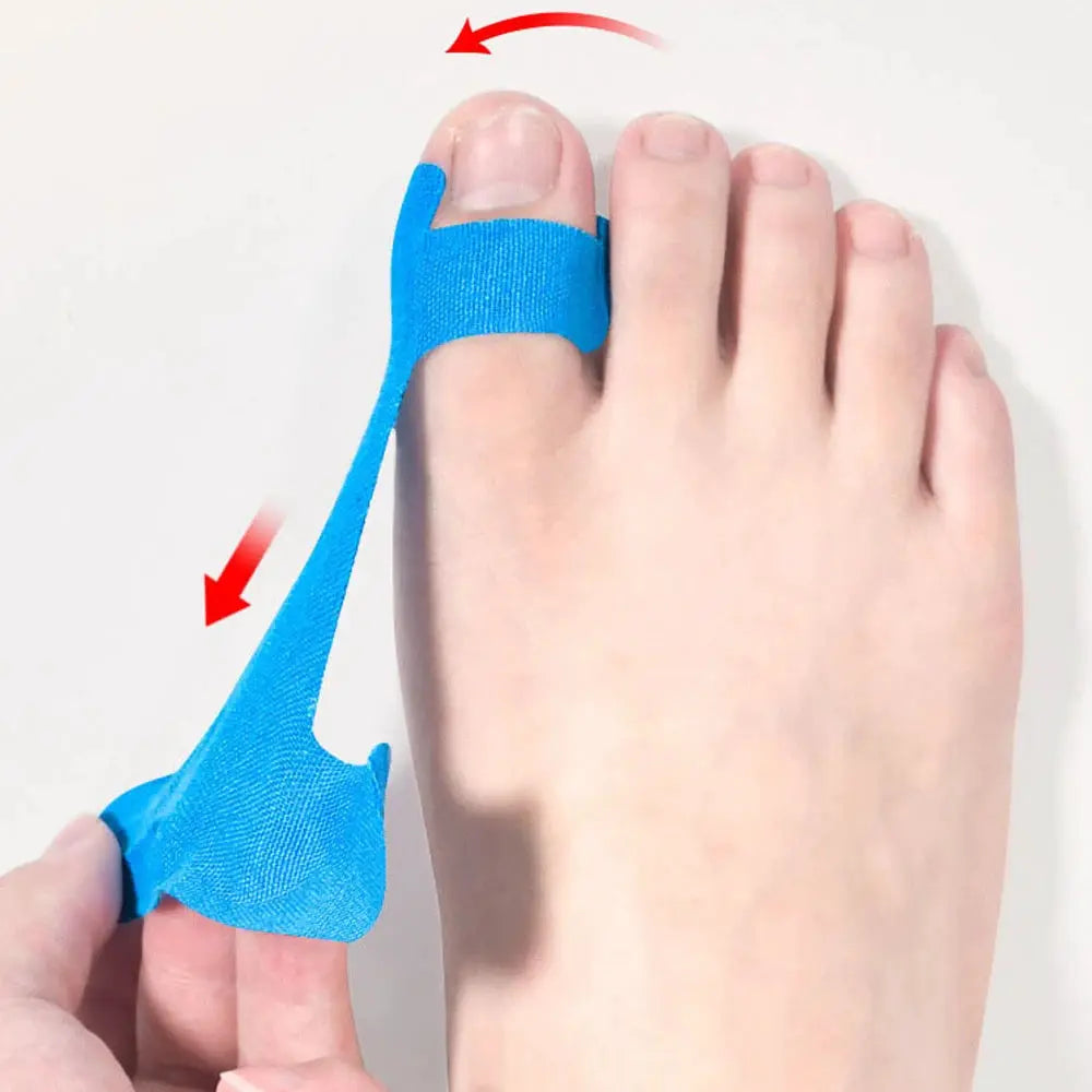 Kinesiology tape set for bunion relief and big toe support, blue, 10-piece precut