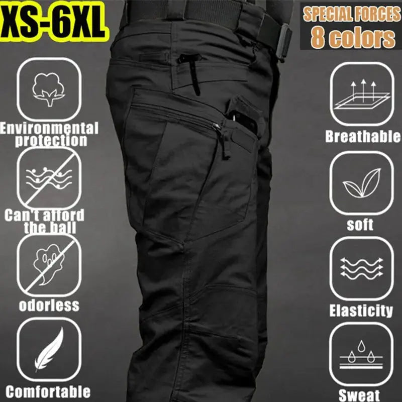 Mens Tactical Cargo Pants Plus Size 6XL Outdoor Waterproof Multi Pocket Hiking Fishing Trousers