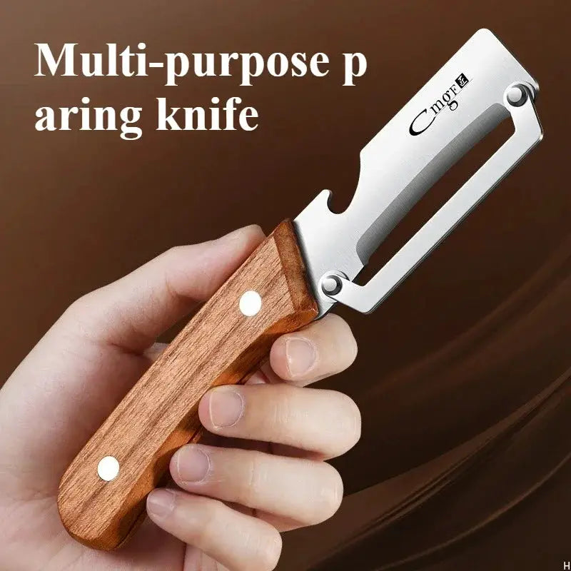 Stainless Steel Peeler With Wooden Handle For Peeling And Slicing Fruits And Vegetables Durable And Smooth Operation