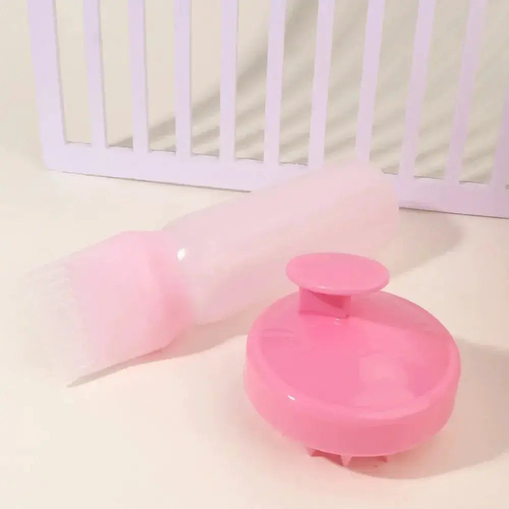 Silicone Shampoo Brush Head Scalp Massage Comb Hair Dye Tint Oil Applicator Bottle With Brush