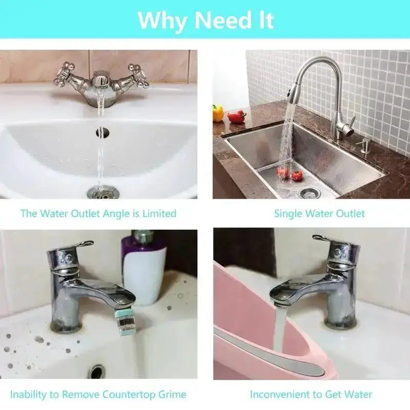 Universal rotation-extender faucet aerator, plastic splash filter for kitchen taps