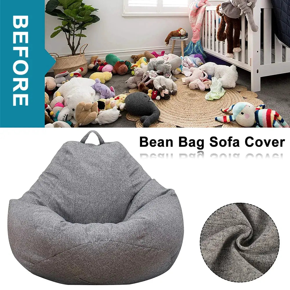 Bean Bag Sofa Cover by Simples Market, gray fabric for adults living room