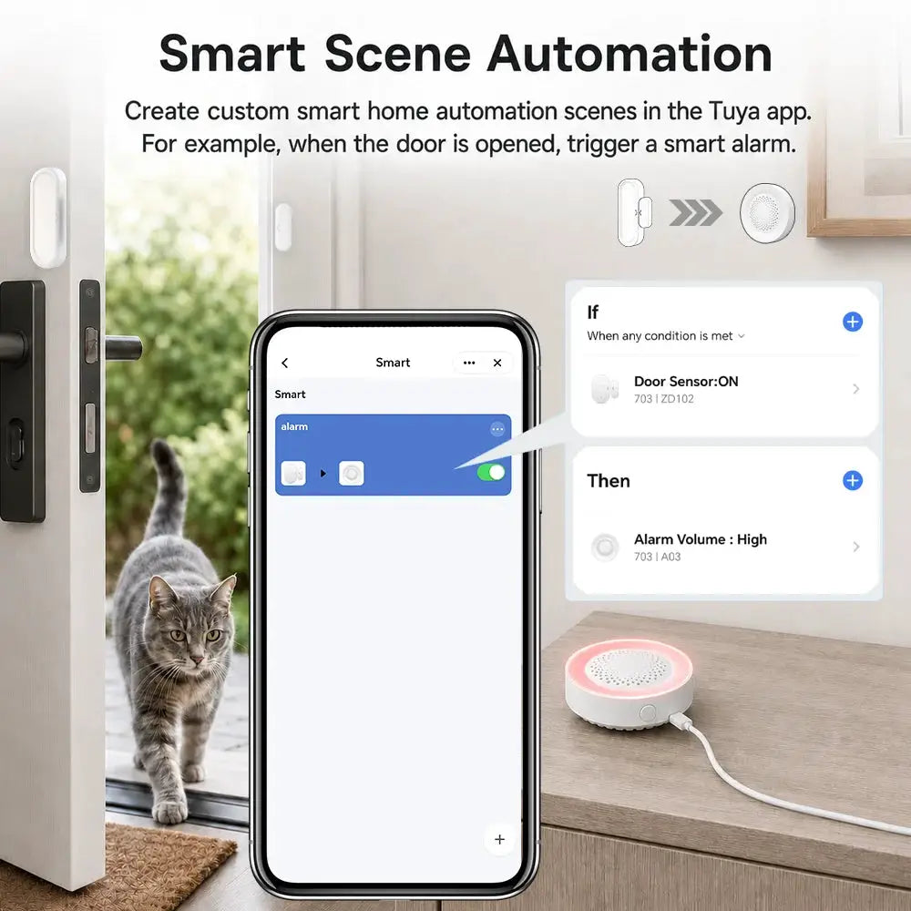 IP65 Tuya WiFi Door Window Magnetic Sensor by Simples Market, waterproof smart home detector with smartphone app control