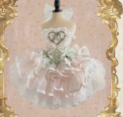 Girls Birthday Lolita Dress Tube Top Satin Bowknot Pettiskirt Mini