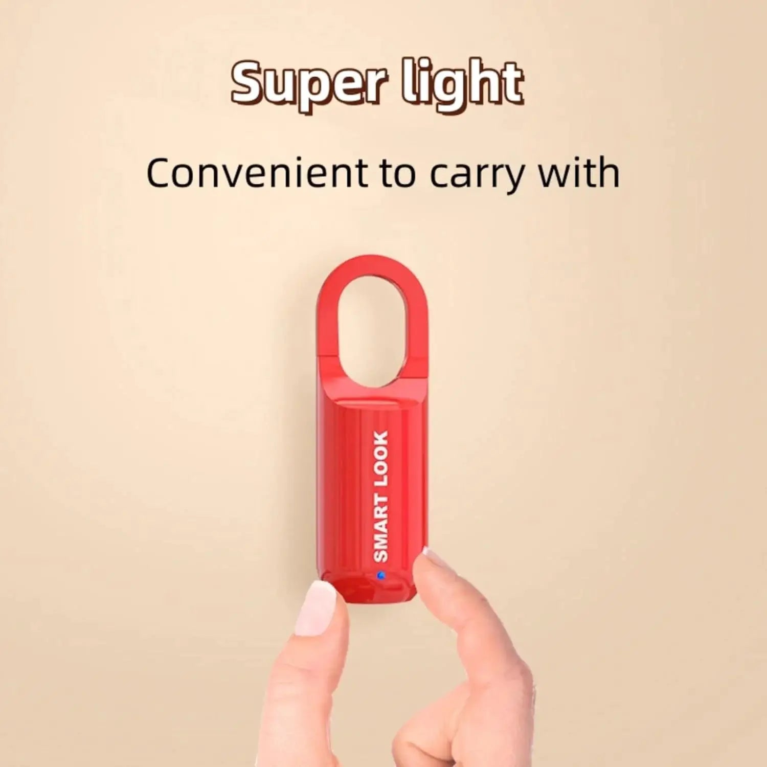 Mini red smart fingerprint lock for lockers; compact keyless thumbprint padlock