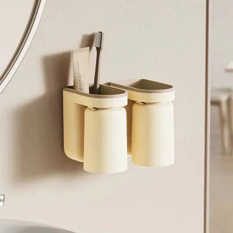 Aura Elite Toothbrush Storage Rack No Hole Wall Mounted Bathroom Organizer Hygienic Quick Drying