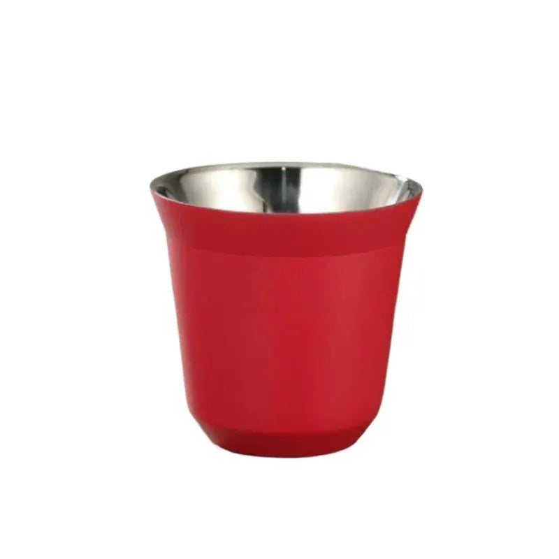 Stainless Steel Double Wall Insulated Cup 80ml Flat Bottom Capsule Coffee Cup With Inner Tank