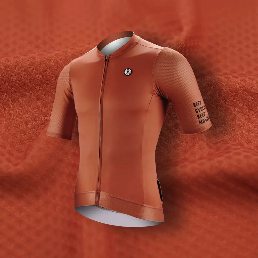 DAREVIE cycling jersey orange with front zipper, breathable fabric and chest logo Simples Market