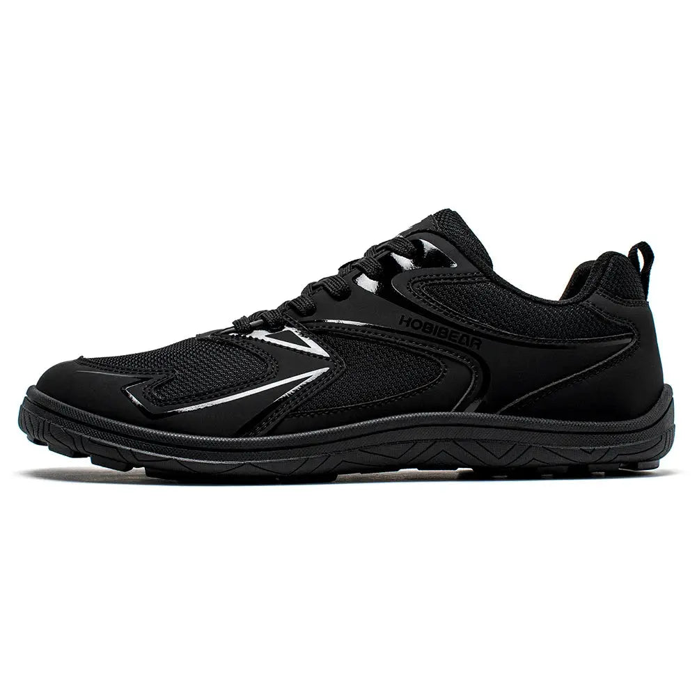 Hobibear barefoot minimalist shoes, black unisex wide-width outdoor running sneakers with non-slip sole