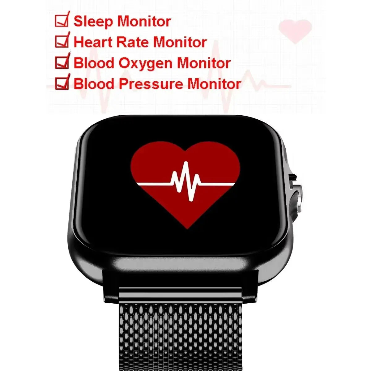 PulseTech 1.83 Inch Waterproof Smartwatch With Sleep Monitoring Pedometer Calls Alerts For IPhone And Android