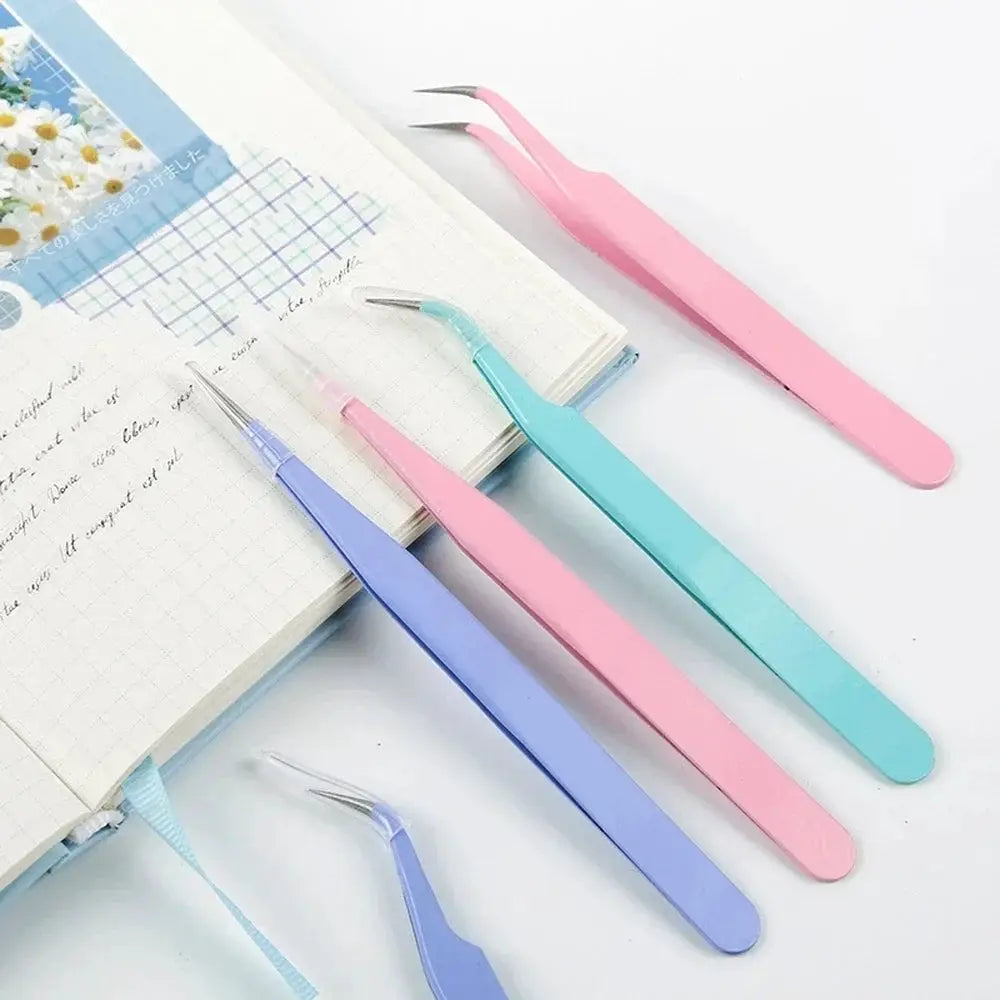 Sharkbang BOBO 2 Piece Stainless Steel Tweezers Set For Scrapbooking Sticker Handling And Washi Tape Crafting