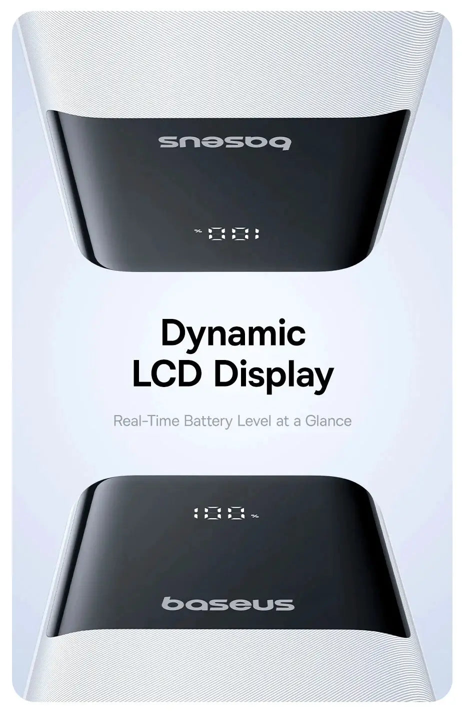 Baseus Power Bank 20000mAh PD with LCD display, black exterior, 22.5W fast charging