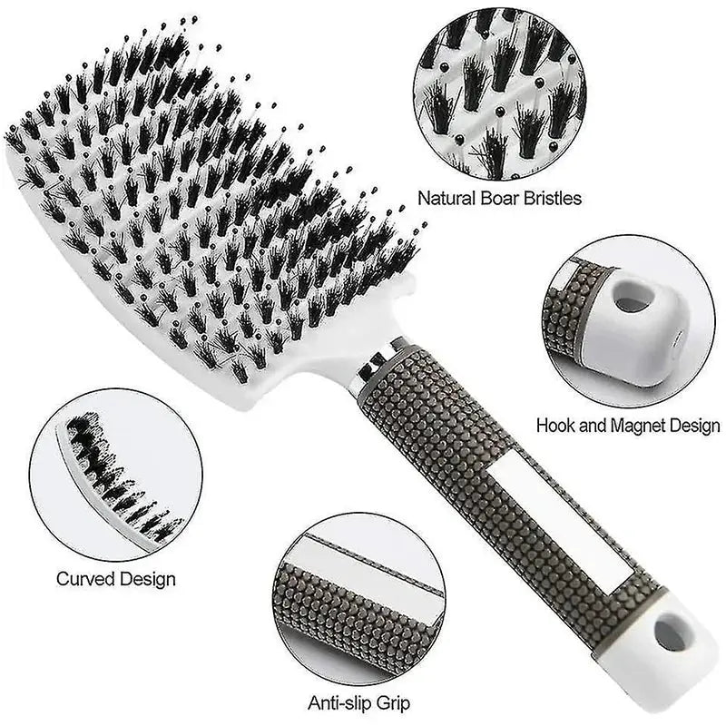 Hair Brush With Scalp Massage Comb Boar Bristle Nylon Detangling For Wet Curly Hair Women Hairdressing Styling Tool