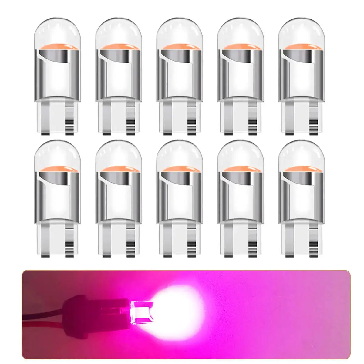 LED car bulbs 10 pcs red, white and yellow W5W/T10 WY5W for automotive reading, clearance and turn-signal lights