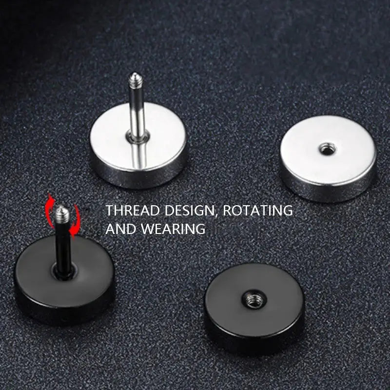 Stainless Steel Round Circle Stud Earrings One Pair for Men and Women Screw Back Closure Durable Fade Resistant Jewelry