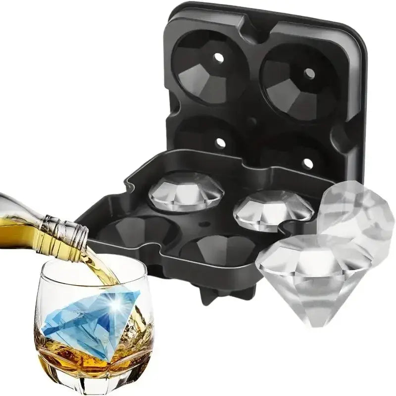Silicone 3D Ice Mold Skull Ball Diamond Shapes Reusable Ice Cube Tray Easy Release For Whiskey Cocktails Party Supplies
