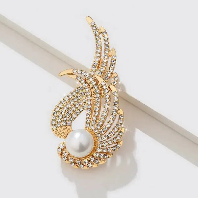 Exquisite Love Heart Angel Wings Rhinestone Pearl Brooch For Women Jewelry Pin Sweater Cardigan Buckle