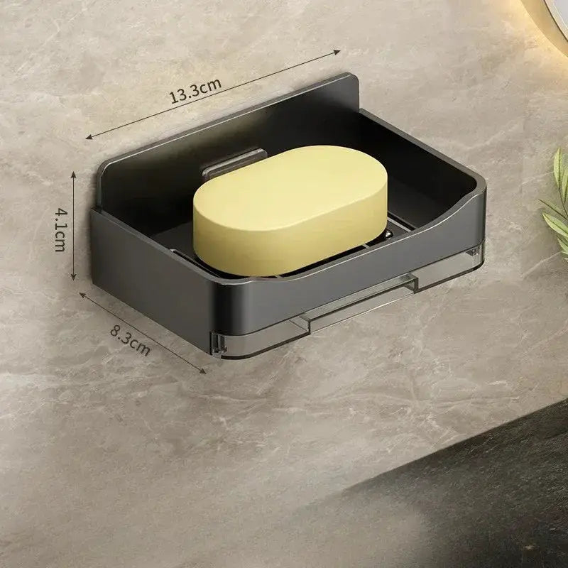 AquaNova Wall Mounted Soap And Sponge Holder With Free Punching Design Double Drainage For Quick Drying