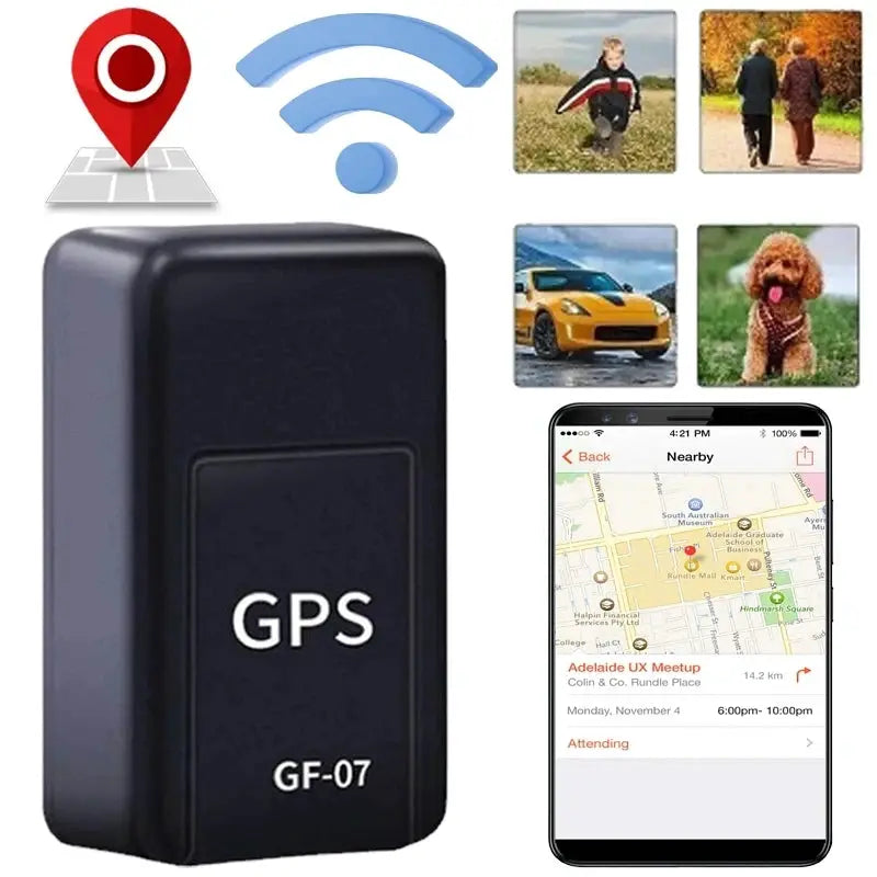 GF-07 magnetic mini GPS tracker by Simples Market for car and pets, real-time location via app