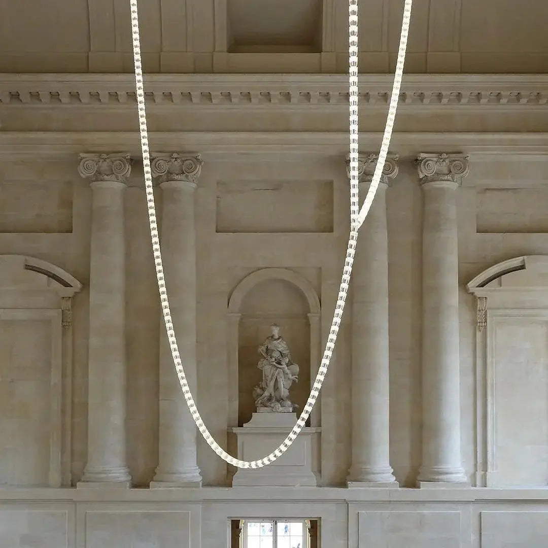 Necklace chandelier ceiling light with multi-strand crystal acrylic beads and adjustable chain for living room