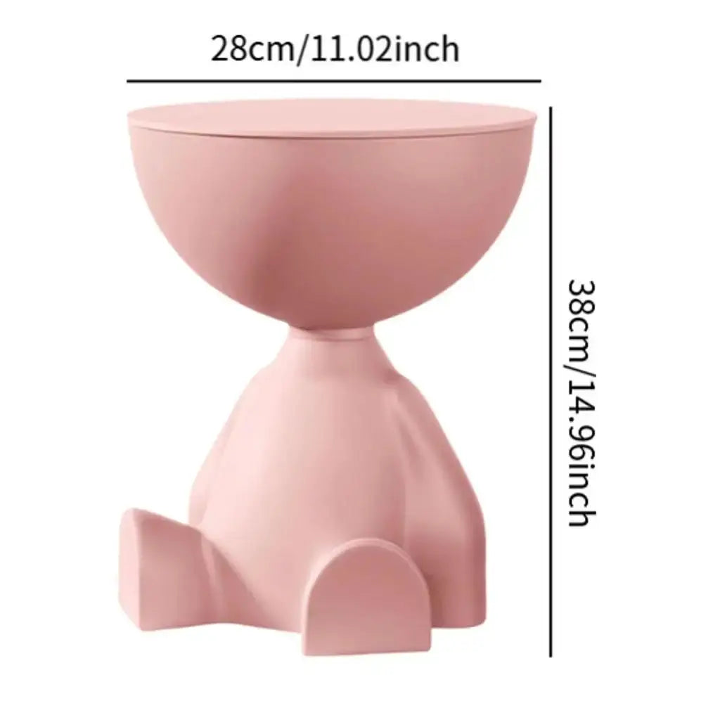 Bear Shaped End Table With Flat Head Figurine Movable Mini Side Table For Living Room Bedroom Balcony Small Apartment