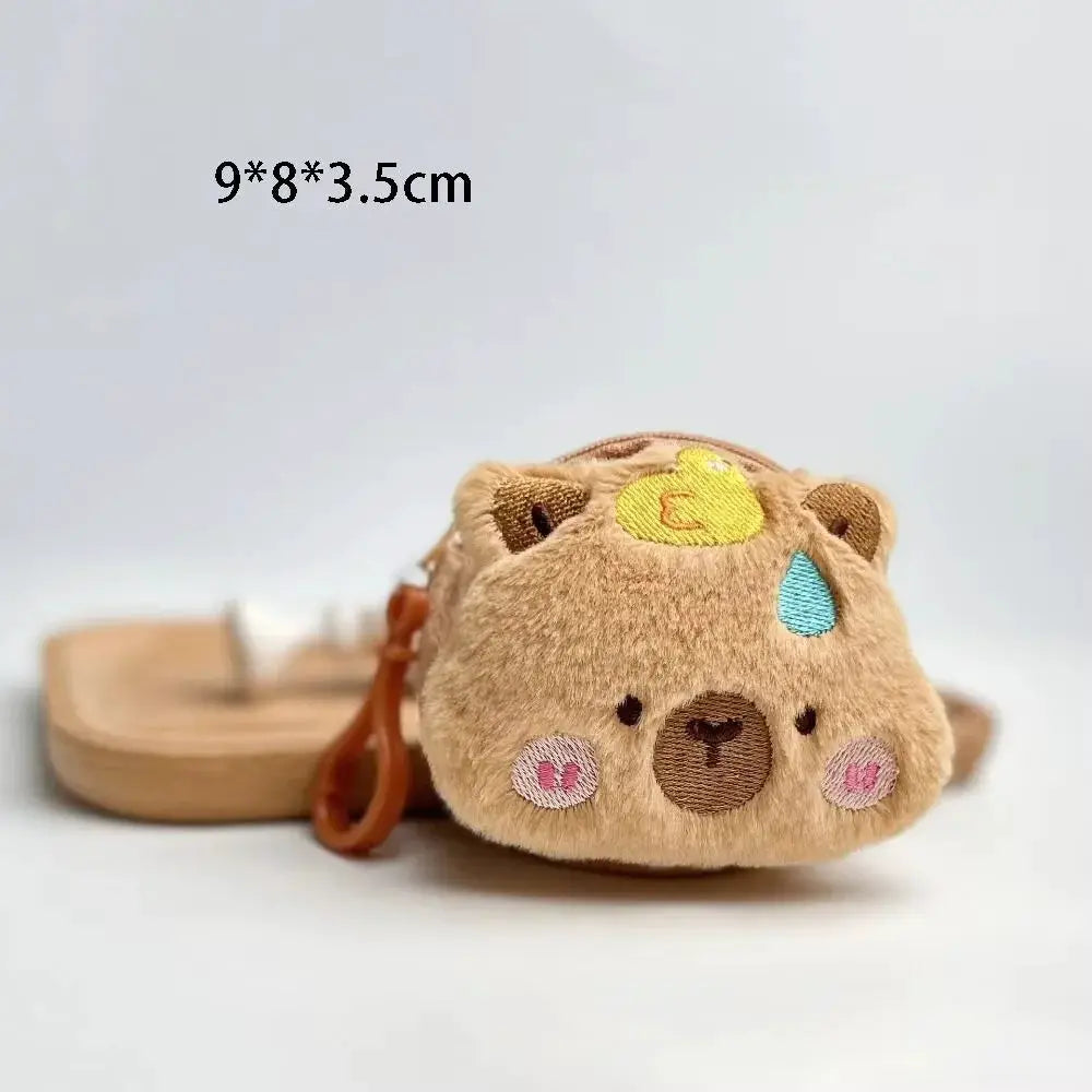 Capybara Change Bag Earphone Bag Plush Pendant Cute Cartoon Storage Case For Coins And Keys